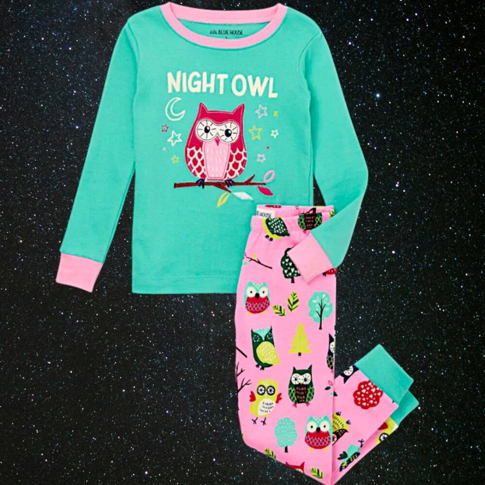 "Night Owl Dreams” Pajama Set – Whimsical Owls for Starry Sleep 4T NWT Cotton
